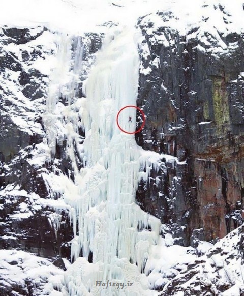 عکس های باور نکردنی صعود از آبشار یخ زده